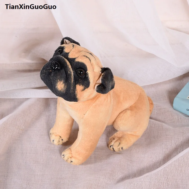 

about 35cm simulation dog squatting pug plush toy soft doll birthday gift s0420