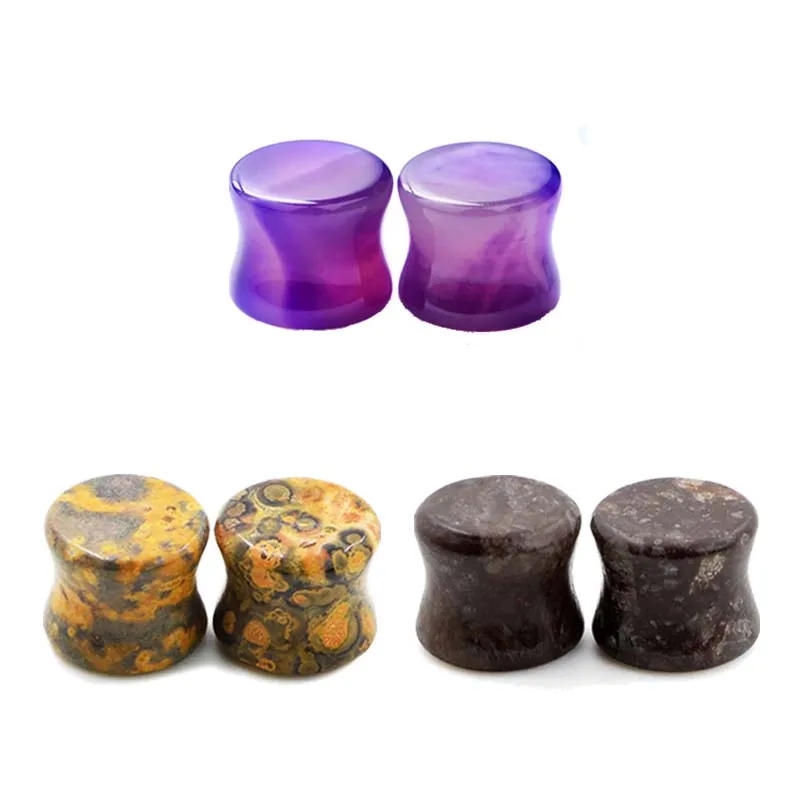 3pairs High quality Natural Stone Ear Plugs Gauges 6mm 8mm 10mm 12mm