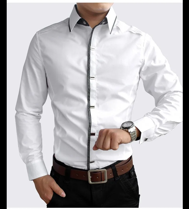 Весна Для мужчин с длинным рукавом Твердые хлопковые рубашки Для мужчин Бизнес торжественное платье Рубашки для мальчиков Camisa социальной masculina M-3XL
