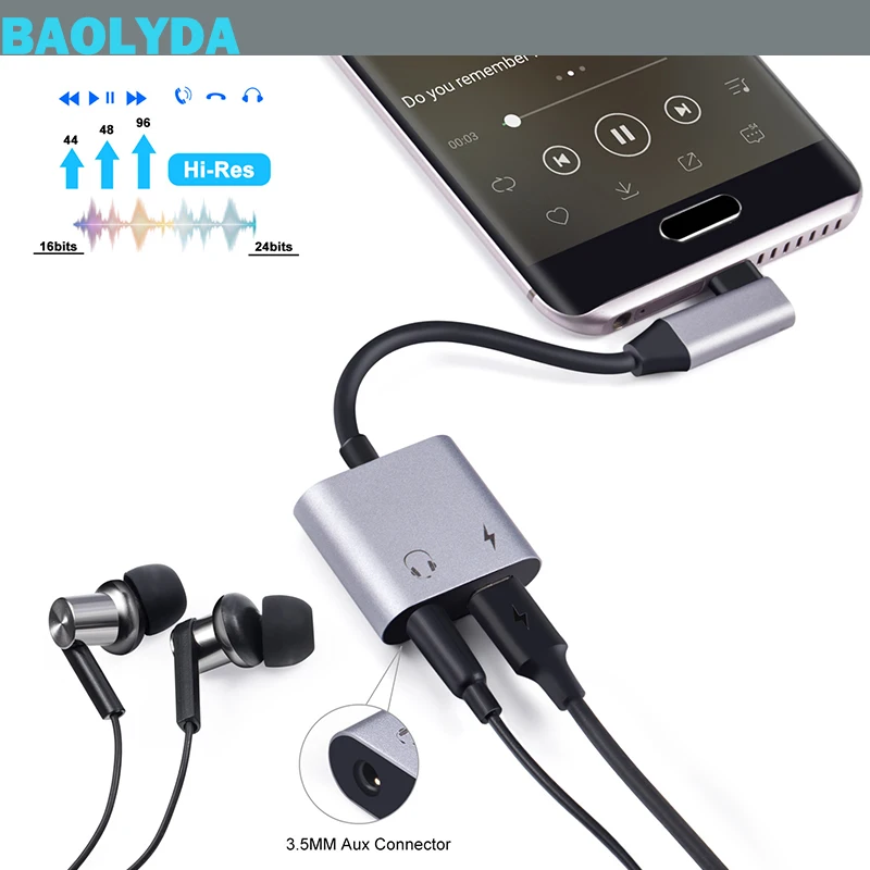 

Baolyda USB Type C Adapter to 3.5mm Audio Headphone Jack Dongle Aux Cable with USB-C PD Charging for Google Pixel 3 XL iPad Pro