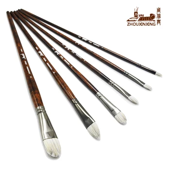 

Mixed hair 6 pcs Black copper tube Wood grain rod brush Watercolor Acrylic Paint Brush Set For Drawing Painting Art Supplies