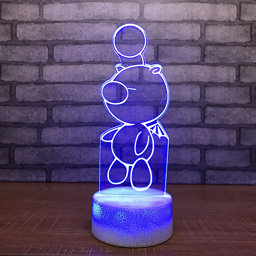 7 красочных изменение атмосферы Ночник LED 3D маленький медведь Шар Настольная
