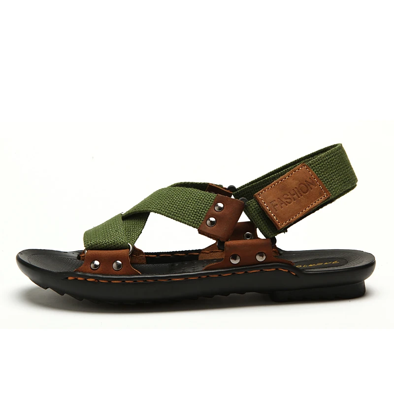 armygreen Green Zapatos brown Los dark Black Verano Dudeli 2018 Para Hombres Sandalias Nueva Diseñadores Moda Playa De Hombre Cuero aTTHqw6z