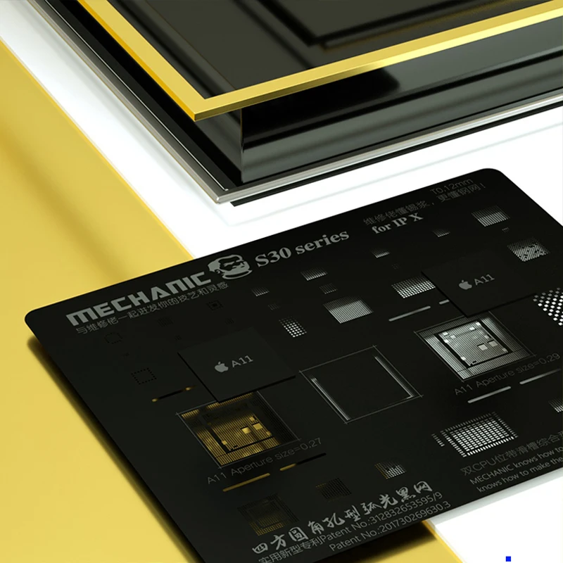Mechanic S30 0 12 мм черная стальная сетка BGA трафарет высокой температуры 500 °C для iPhone XS