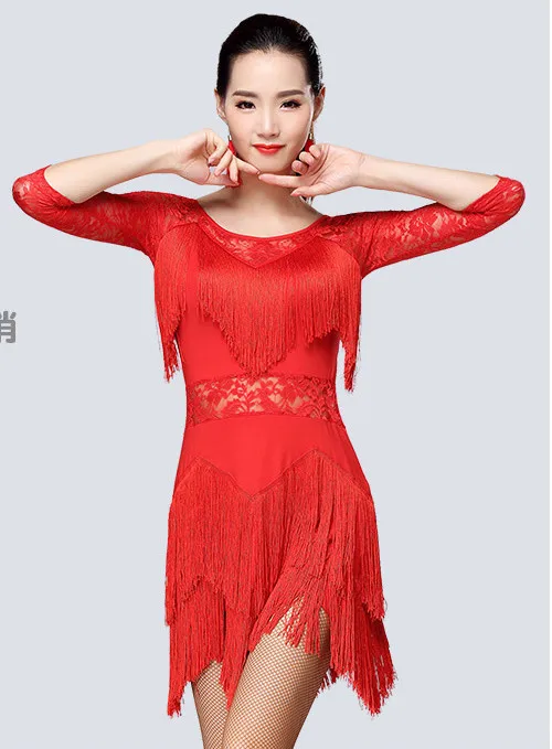 Buy Sexy Latin Dance Dresses For Ladies 5 Color High Quality Elastic Tassel 