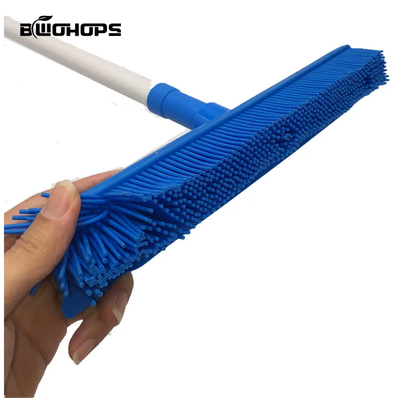 

Rubber Broom with Squeegee Nature flexible Rubber Multi-Surface&Pet Removal Device Telescopic Bristles Magic Sweepers