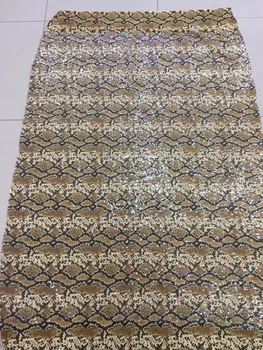 

New leopard print sparkling sequins on mesh embroidery lace fabric wedding/party/evening dress lace fabric 1yard