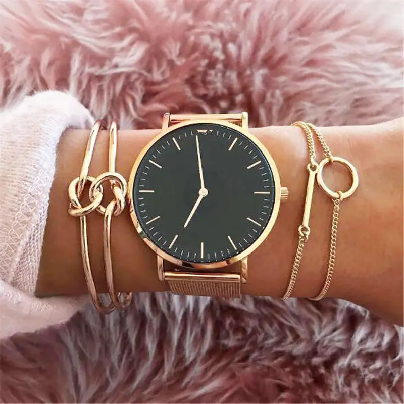 

Trendy Vintage Gold Color Bangle Set For Women Round Geometric Tie Bracelet & Bangle 4 PCS/Set Bijoux Femme Pulseras ns16