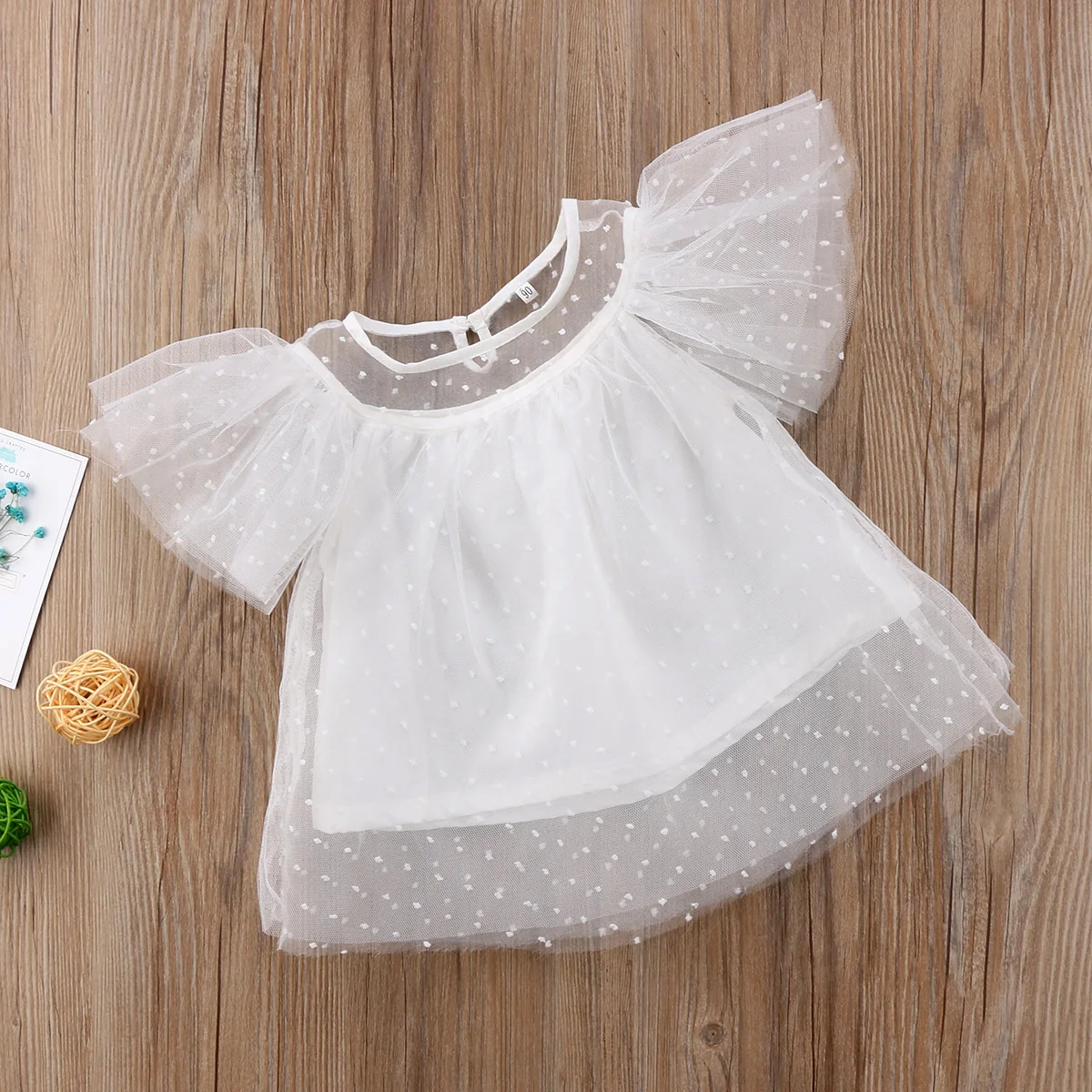 

Fahion Summer White shirt Toddler Baby Girl Lace Shirt Baby Girl Lovely Summer Clothes Ruffle SleevelessTop O-neck