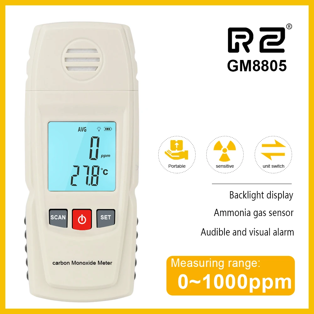 RZ Carbon Monoxide Meter CO Gas Leak Detector Analyzer High Precision