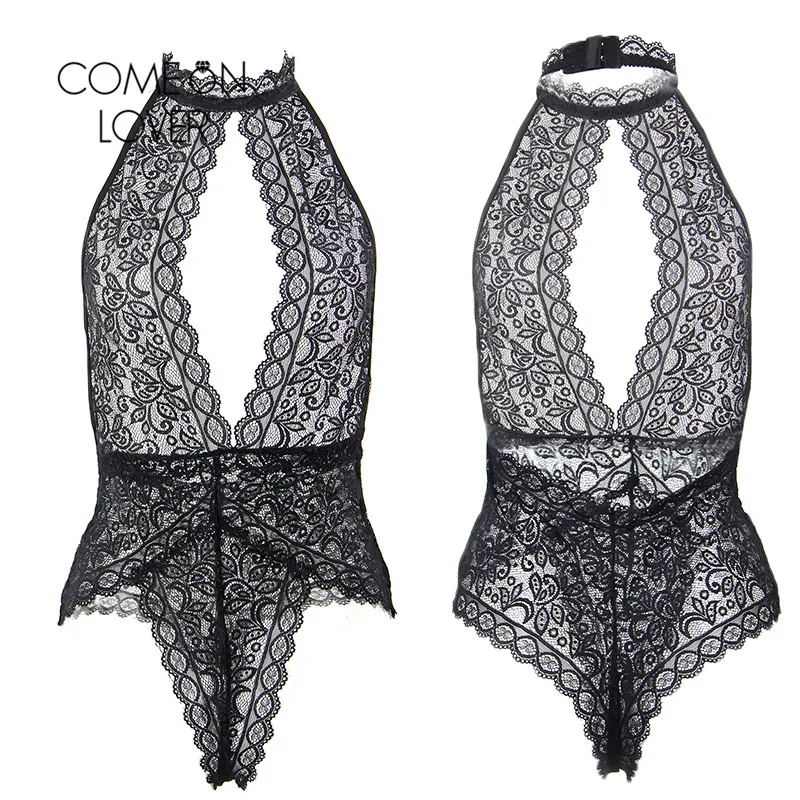 Comeonlover Lace Bodysuit Lingerie Backless Lace Open Cup Lingerie Bodystocking Halter Body Encaje Mujer Sexy Pakjes RI80737