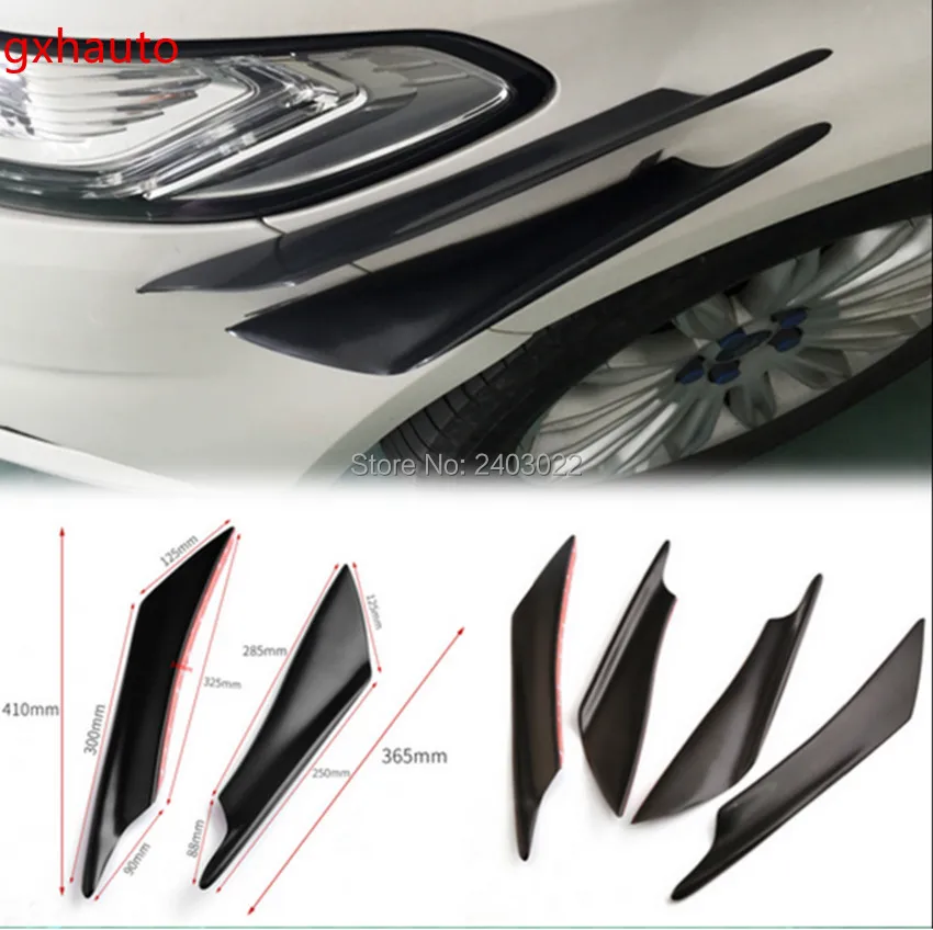 4 piezas de aspecto de carbono/Negro/azul/rojo parachoques delantero difusor de labios aletas divisor de cuerpo Spoiler Canards Valence chin