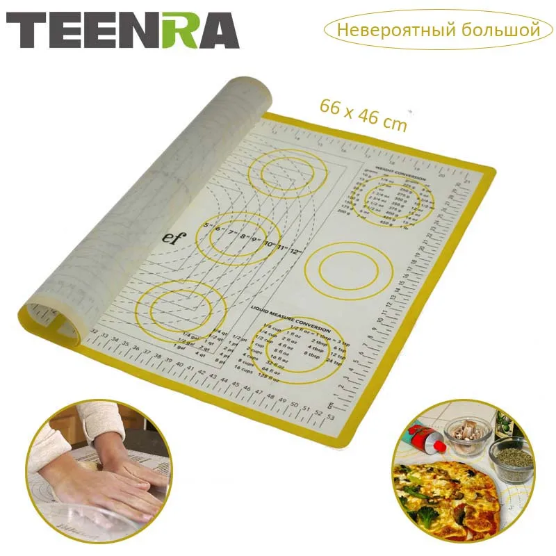 

TEENRA 1Pcs Ex-large Silicone Mat for Oven Macaron Silicone Baking Mat Sllpat Scale Rolling Dough Mat Non-stick Pastry Tools