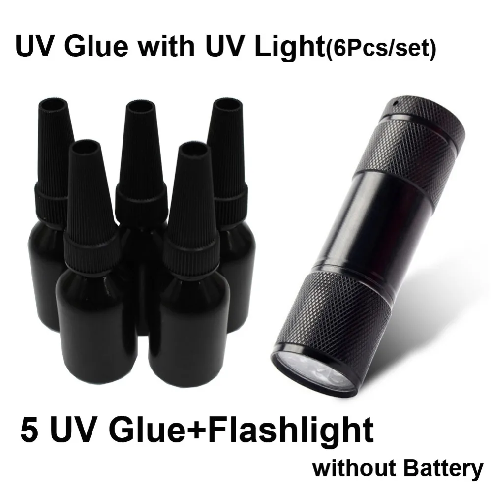 6Pcs Strong Liquid UV Glue LED Light Jewelry Metal Rubber Glass Clear