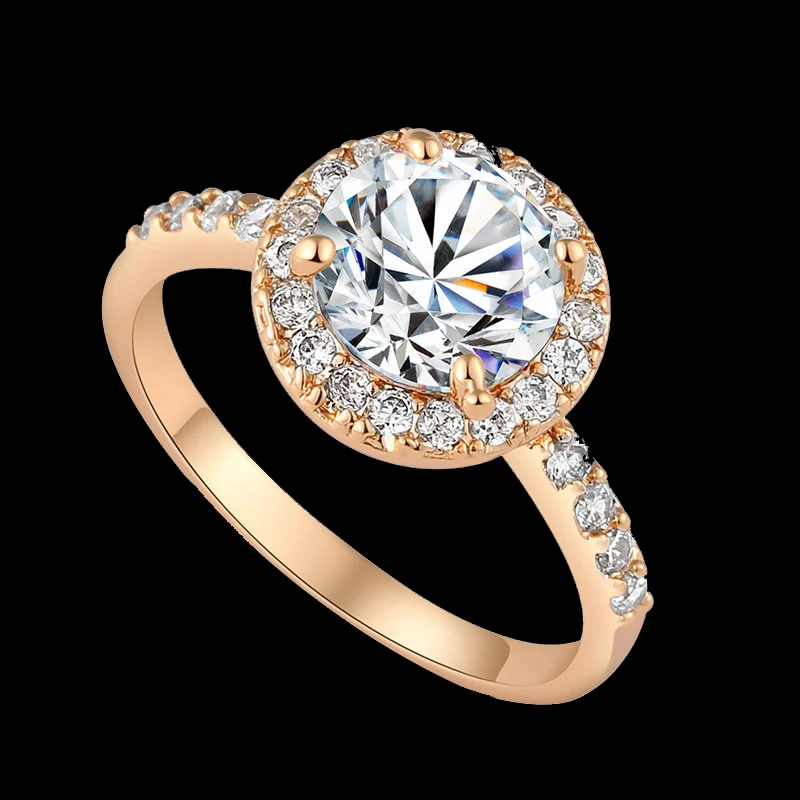 Модное роскошное Золотое кольцо с цирконием Женское Обручальное кольцо AAA циркониевое кольцо романтические драгоценности