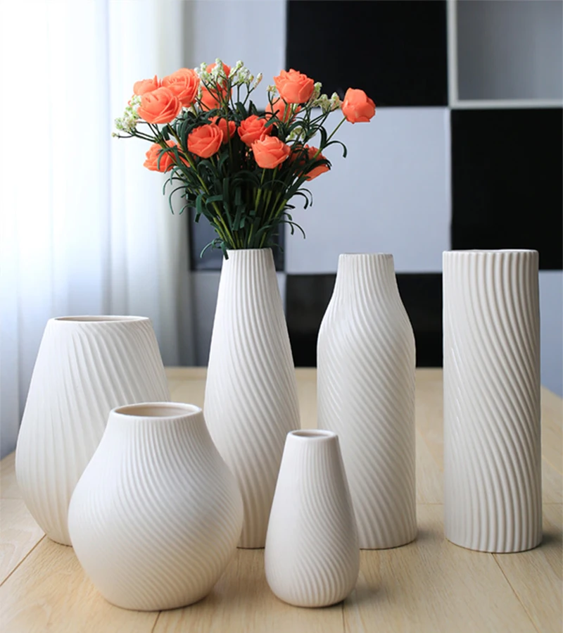 ...סידור פרחי קישוט סלון מודרני מינימליסטי|ceramic vase white|ceramic vasev...