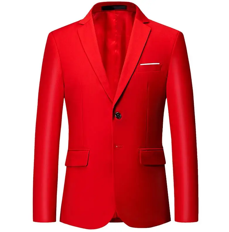 YUNCLOS, деловой мужской пиджак, классический приталенный мужской пиджак, высокое качество, повседневный мужской блейзер, блейзер для выпускного - Цвет: Красный