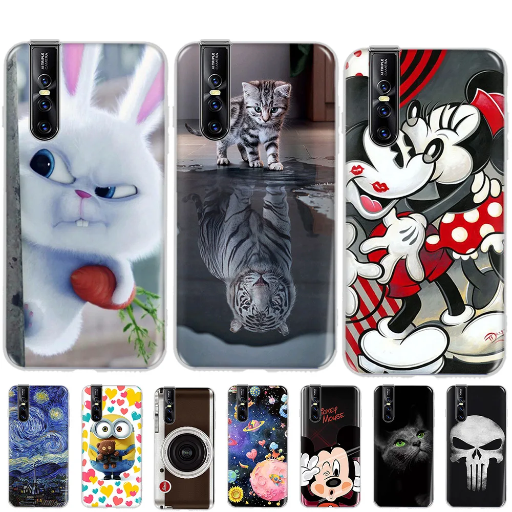 Fundas Vivo V15 Pro Case Black Silicone Mickey Phone Case For Vivo V15Pro V15 Pro Cover Soft TPU Coque V 15 Pro Capas