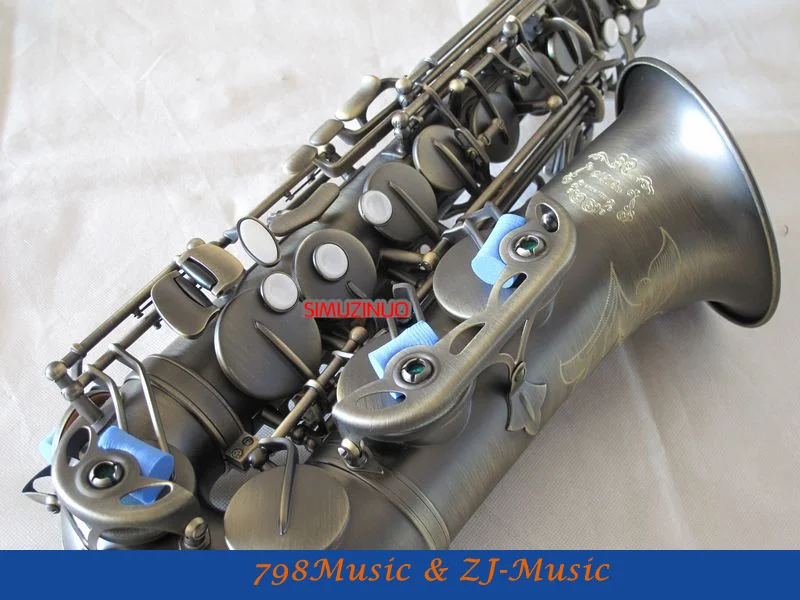 

Eb Alto Saxophone Antique Surface High F# With-White Pearl Buttons
