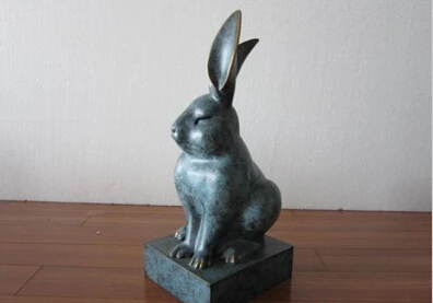 

wholesale factory Abstract Decoration Copper Bronze Sculpture Auspicious Zodiac Hare Rabbit Statue