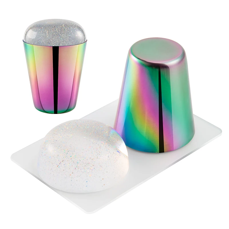 Holographic Transparent Nail Art Stamper Silicone Head With Scraper For Stamping Plate Image Transfer Manicure Printing Tools