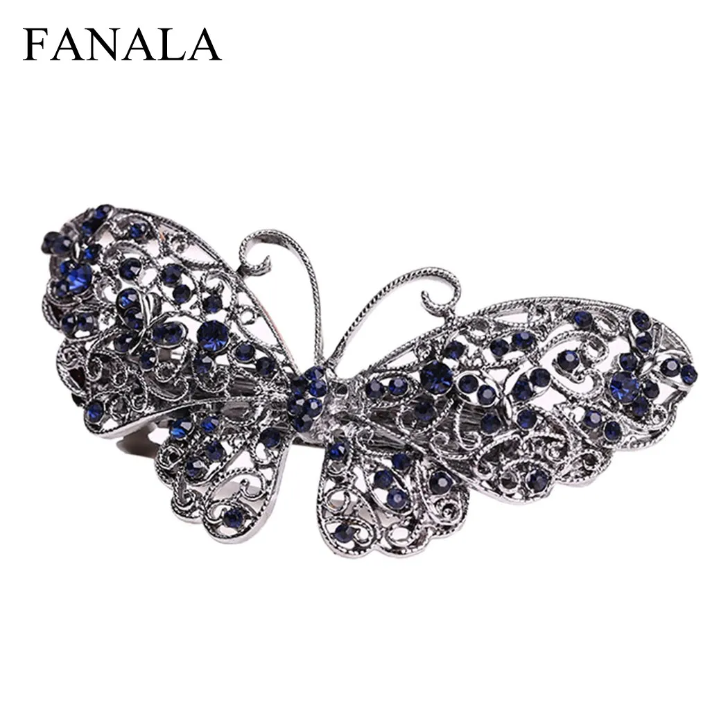 Женская заколка для волос FANALA со стразами и цветочной бабочкой волос|butterfly hair