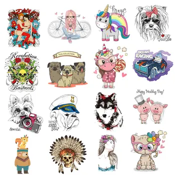 

ZOTOONE Cartoon animal heat transfer patch transfer iron skull unicorn dog heat transfer vinyl T-shirt patch sticker hot press D