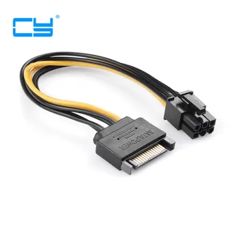 

1pcs/lot SATA 15 Pin Male M to PCI-e pcie pci-Express pci express Card 6 Pin Female Graphics Video Card Power Cable 15cm