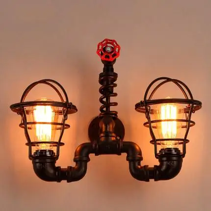 

Loft Style Antique Water Pipe Lamp Industrial Vintage Wall Light Fixtures For bar Iron Edison Wall Sconce Indoor Lighting