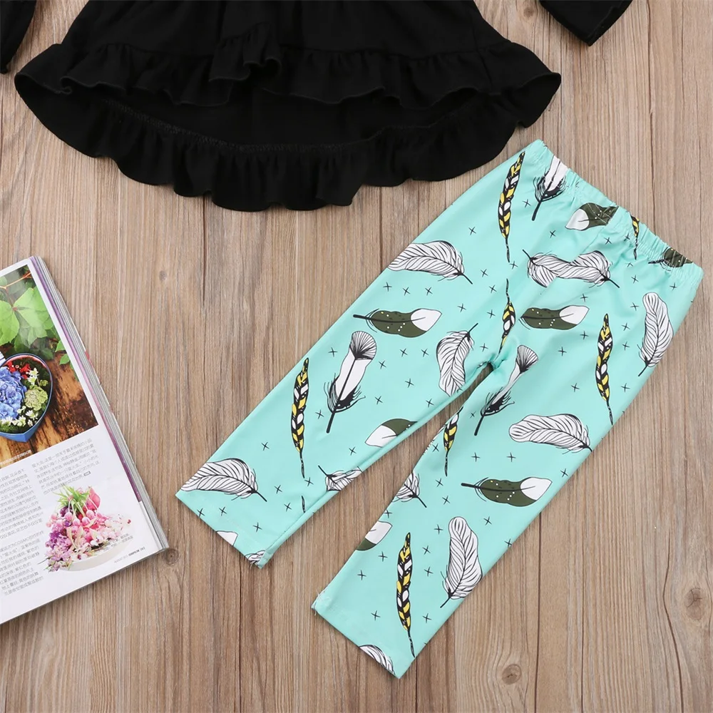 Комплект одежды для маленьких девочек, топы с цветочным принтом, футболка+ штаны, леггинсы, комплект одежды из 2 предметов