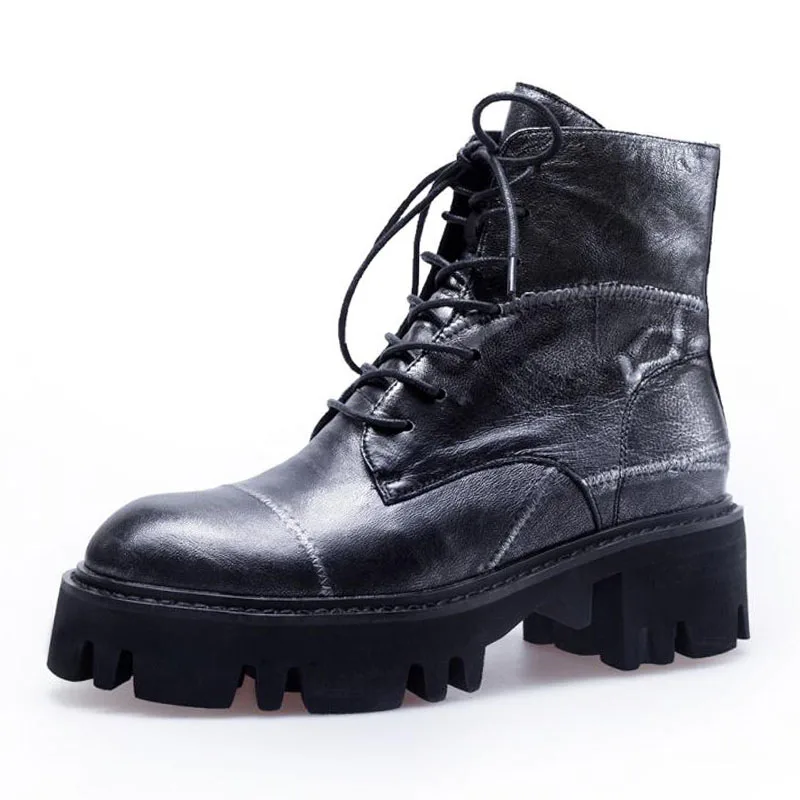 Qualité argent Gothique 3439 Razamaza De Lanières Femmes Véritable Plate Cheville Or À Haute Chaussures Cuir Bottes Talons forme Luxe Taille En SUqzMVp