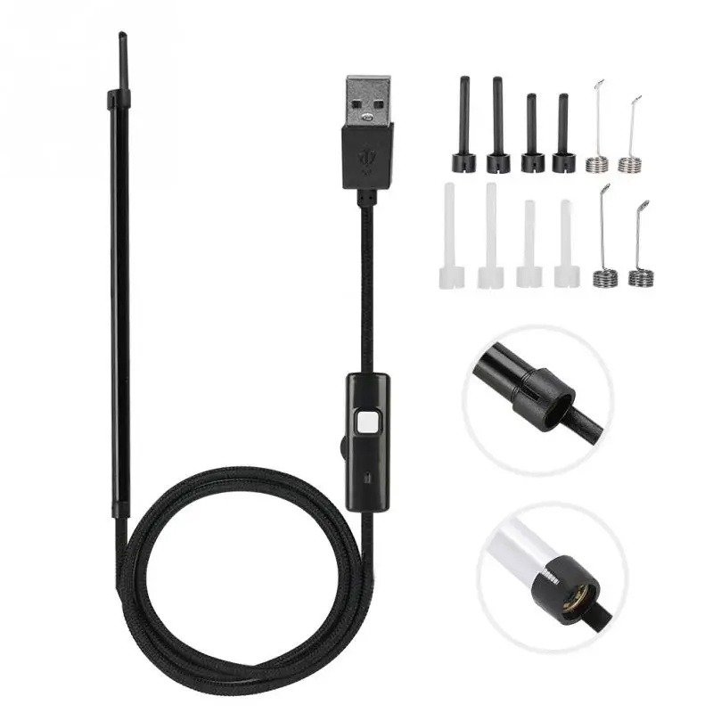 

2 Colors Digital USB LED Otoscope Ear HD Visual Camera Scope Earwax Removal Cleaning Kit