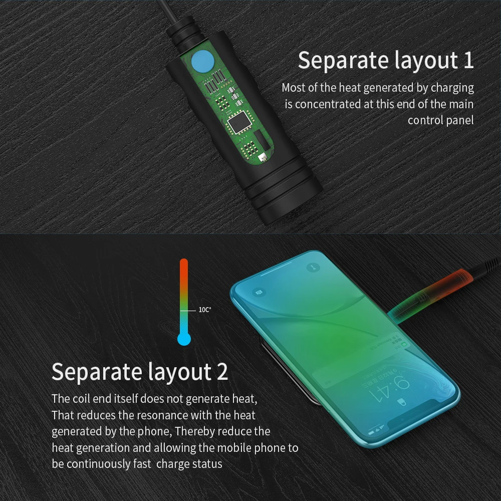 Беспроводное зарядное устройство Essager Qi для iPhone X R XS Max 8 7 Xiaomi 10 Вт Samsung S9 S8