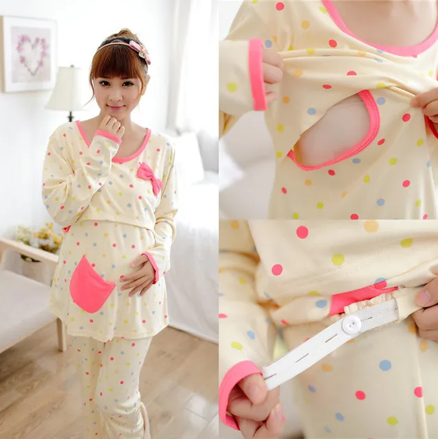 Aliexpress.com : Buy Dot Printed Cotton Nursing Pajamas for ...
