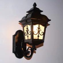 Европейский Винтажный бронзовый алюминиевый водонепроницаемый настенный светильник для виллы, Европейский сад, ретро стекло E27 светодиодный настенный светильник