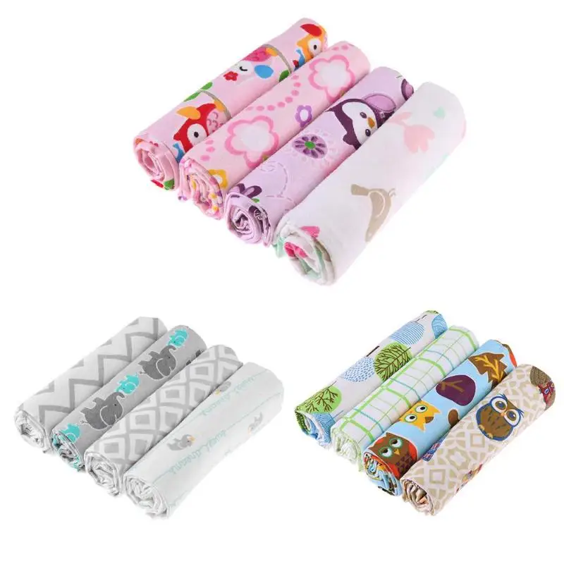 

4Pcs/Set Cotton Cartoon Colored Baby Blanket Bedding Print Newborn Infant Swaddle Towel Sleepsack Stroller Cover Play Mat Props
