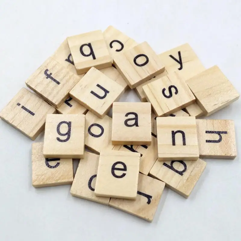 

100PCS Professional Wooden Wood Alphabets Blocks Black Letters Numbers For Crafts Toys Wholesale prices