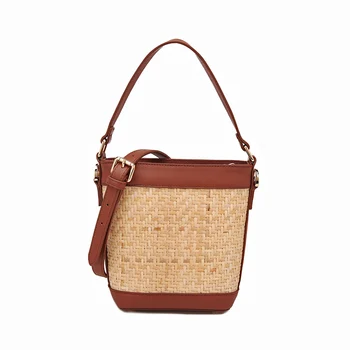 

cow Leather handbag 2019 new fashion wild rattan package rattan woven bag Messenger portable personality trendy packet