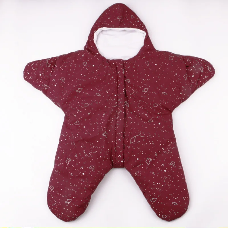

INS Newborn Baby Soft sleeping bag Star pattern To prevent the kick quilt for children cotton swaddling 3 color