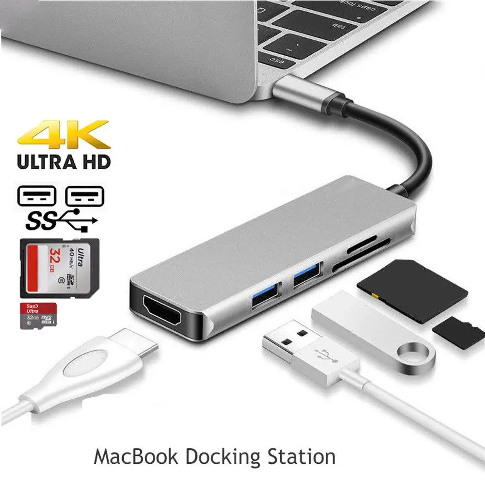 

Kuulee For MacBook Pro Hub Thunderbolt 3 Docking Station USB C Hub USB C to HDMI Adapter