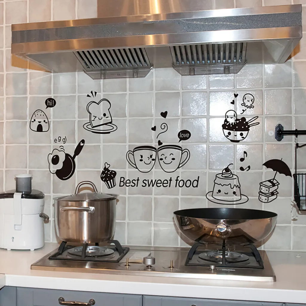 Наклейки на стену для кухни, кофе, сладкая еда, сделай сам, настенные художественные наклейки, украшение для духовки, столовой, обои, ПВХ Наклейки на стены/клей, горячая Распродажа