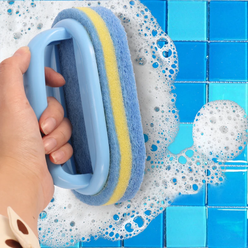 CARRYWON синяя пластиковая ручная губка кухонная Чистящая Ванна керамическая плитка стеклянная WC щетка губка прочный очиститель стен инструменты