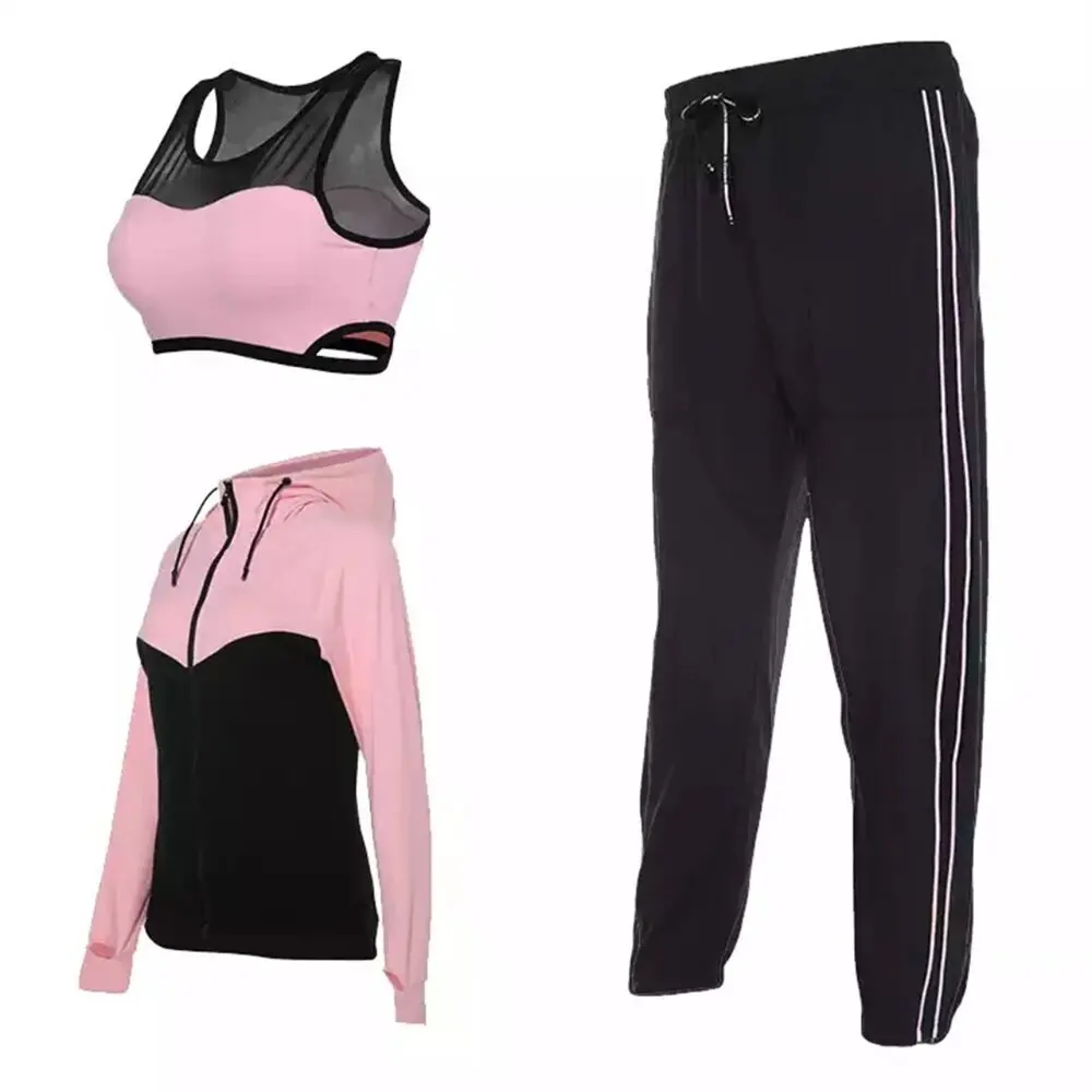 

Vansydiacl New Sports Yoga Set Women's Fitness Sports Suits Training Running Sportswear Gym Clothes Jacket Bra Pant Set 3pcs