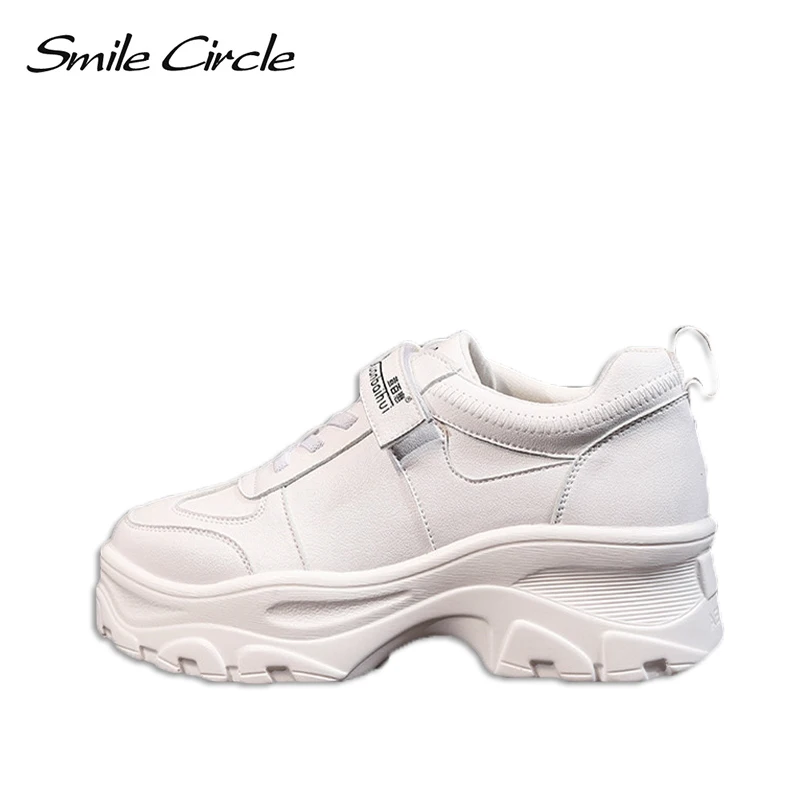 

Smile Circle Sneakers platform Shoes Women 2019 new fashion Microfiber Breathable Outdoor shoes Women Thick bottom sneakers