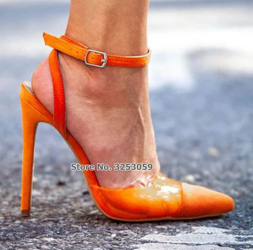 ALMUDENA Women Orange Suede Clear PVC 