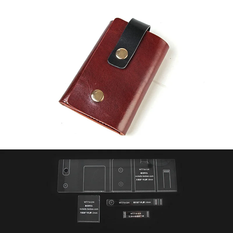 

WUTA 714 Mini Card Case Clear Acrylic Template Simple Wallet Acrylic Leather Pattern Set Leather Craft Cutting Tools Model