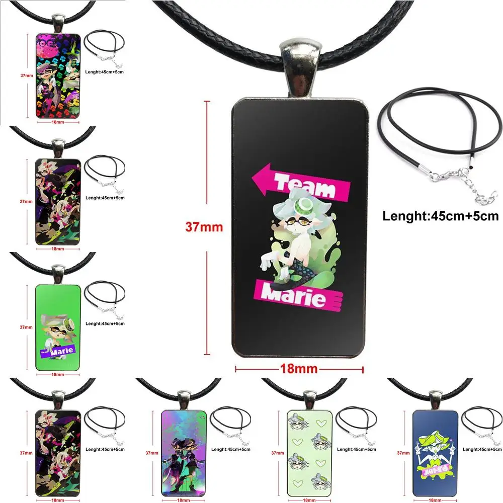 

Team Marie Splatoon 2 Fashion Glass Cabochon Pendant Necklace With Women Steel Plated Statement Jewelry For Schoolgirl Maxi