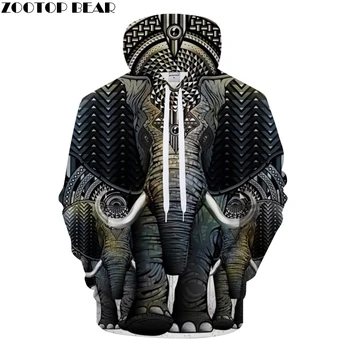 

Elephant 3D Print Hoodies Men Women Casual Sweatshirt Brand Tracksuit Pullover Hoodie Hood Coat 2018 Drop Ship ZOOTOP BEAR
