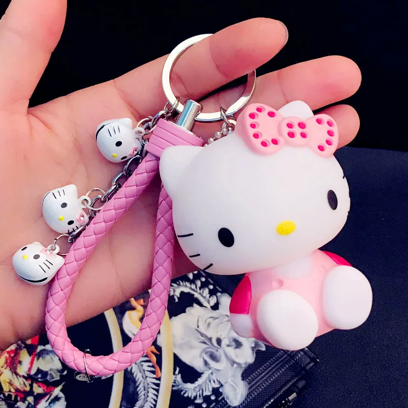 Милый розовый Кот hello kitty кукла брелок кожаный шнур держатель металлический с