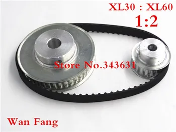 

1:2 Timing Belt Pulley XL Reduction 2:1 60teeth 30teeth shaft center distance 120mm Engraving machine accessories belt gear kit